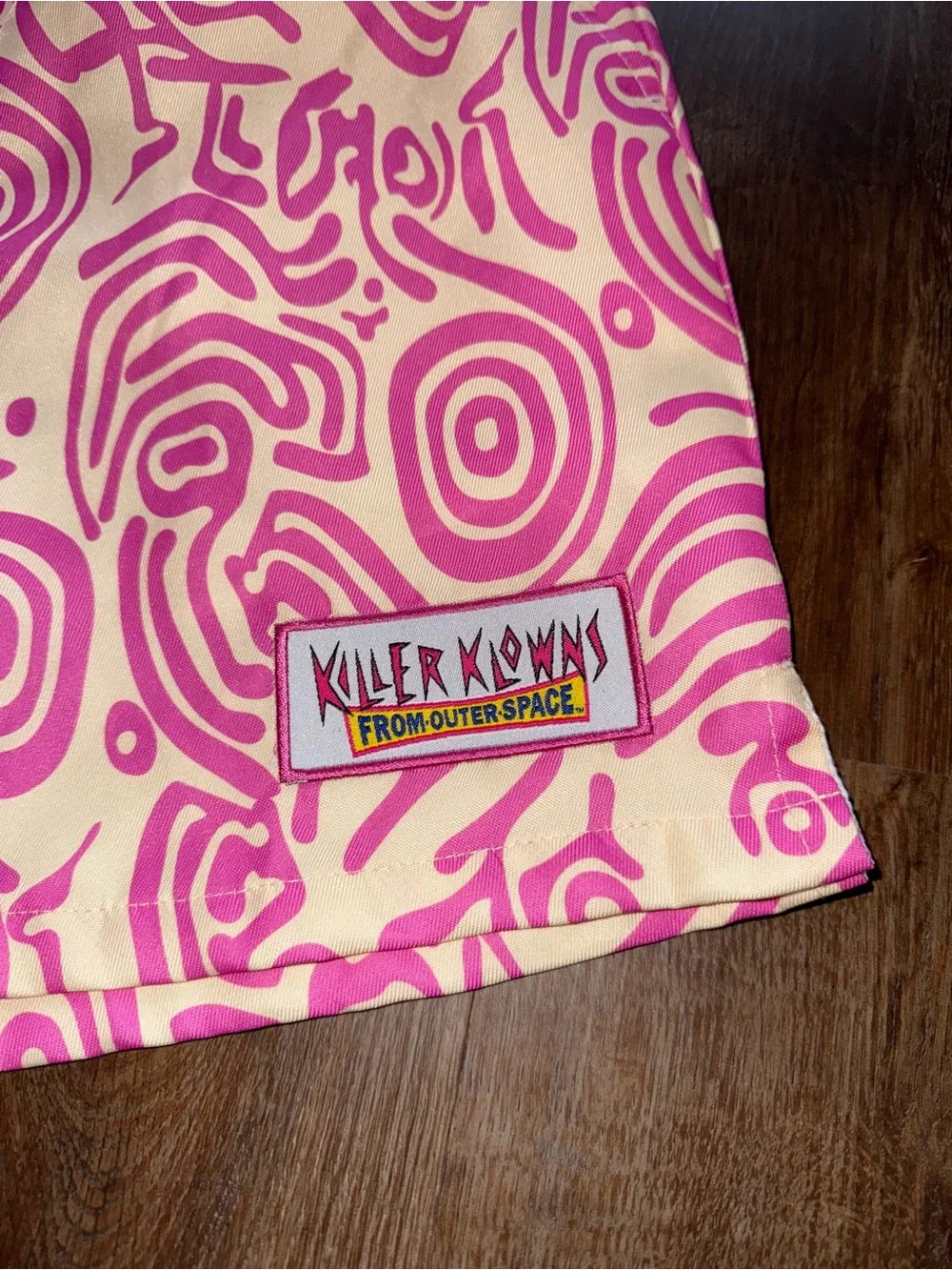 Killer Klowns Pink Swirl Swim Shorts with Aqua Waistband